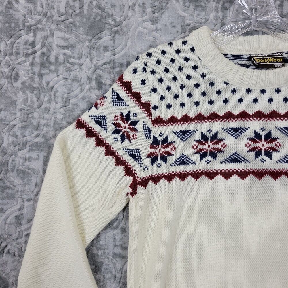 Vintage Sears Sweater Women’s Small White Sportswear Winter Made In The USA - Picture 4 of 13